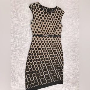 Connect Black and Tan Honeycomb Print Dress
